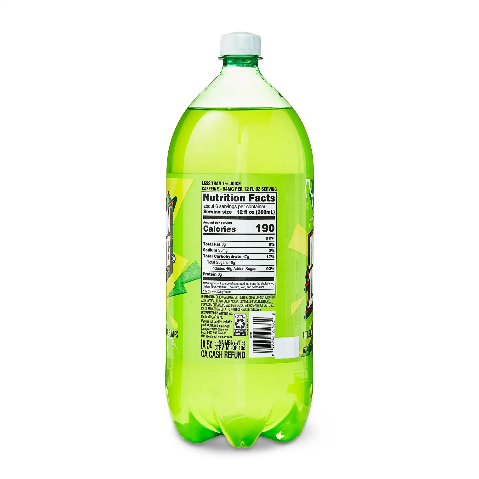 Great Value Mountain Lightning Citrus Flavored Soda Pop 2 Liter Bottle - Image 2